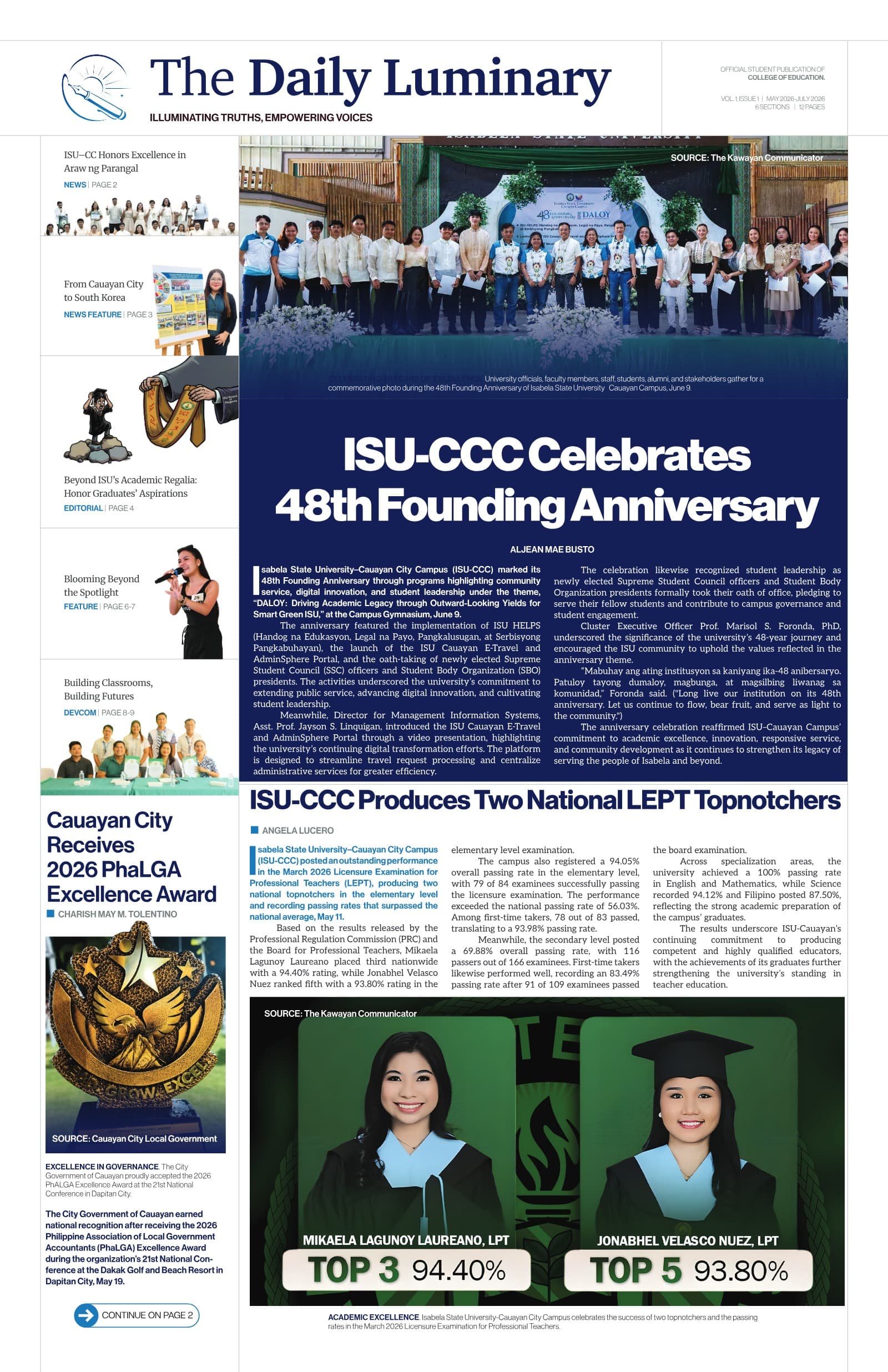The Daily Luminary — Intramurals Tabloid
